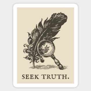 Seek Truth Magnifying Glass and Feather Illustration Sticker